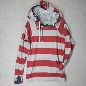 Ampersand STYLE American Flag Double Hooded Sweatshirt Womens Size Small